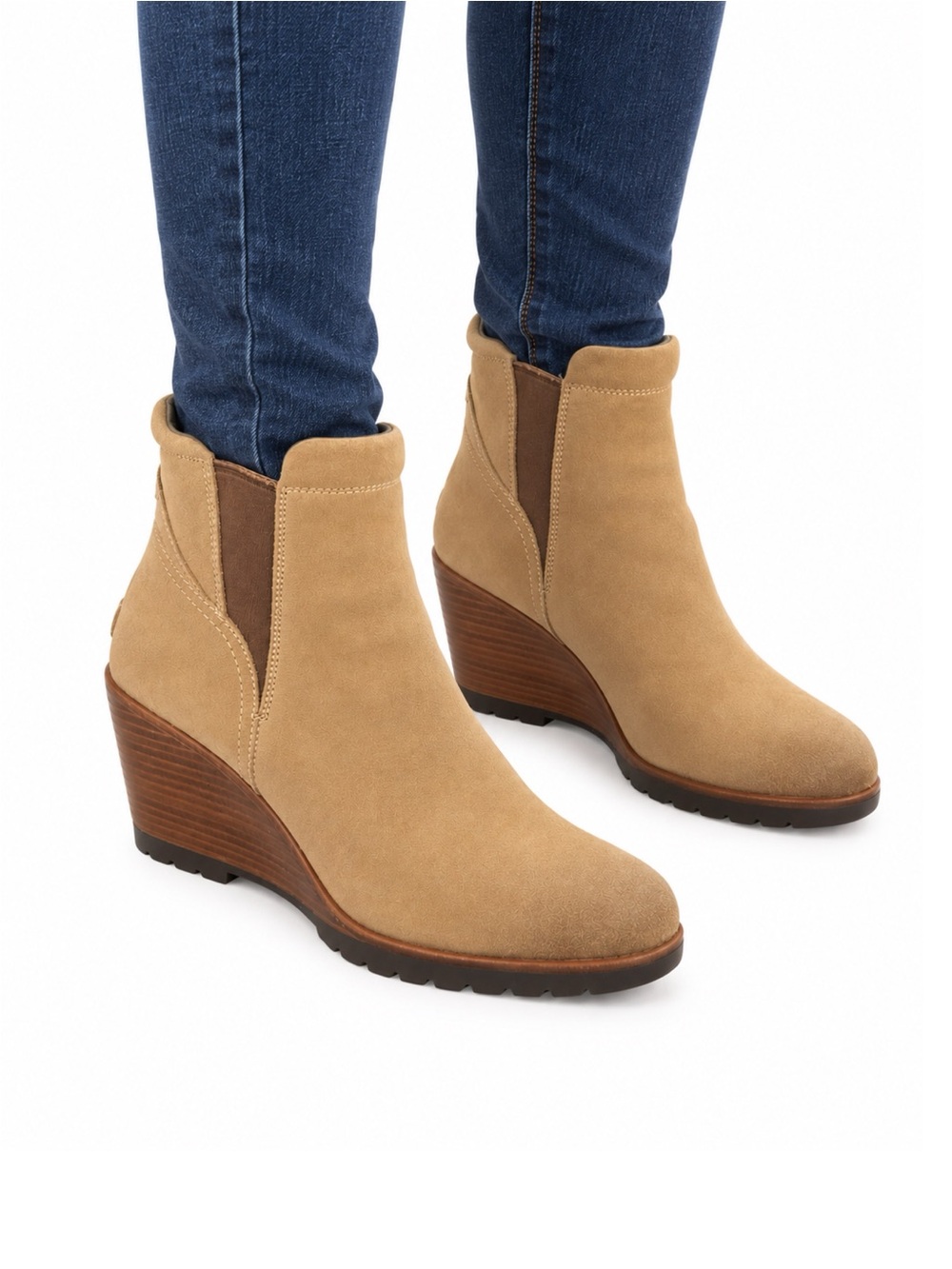 Size 8.5 SOREL Women’s After Hours Chelsea Tan Suede Wedge Boots